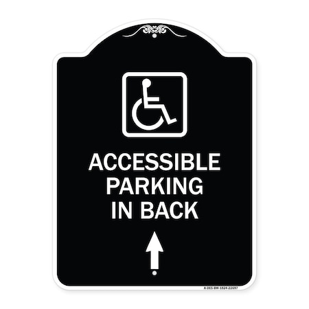 Signmission W/ NY Approved Isa Accessible Parking on Up Arrow Heavy-Gauge Alum Sign, 24" x 18", BW-1824-22697 A-DES-BW-1824-22697
